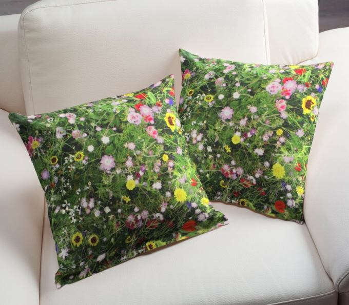 Tissu déco semi panama fleurs des champs Spring Wildflowers, impression numérique
