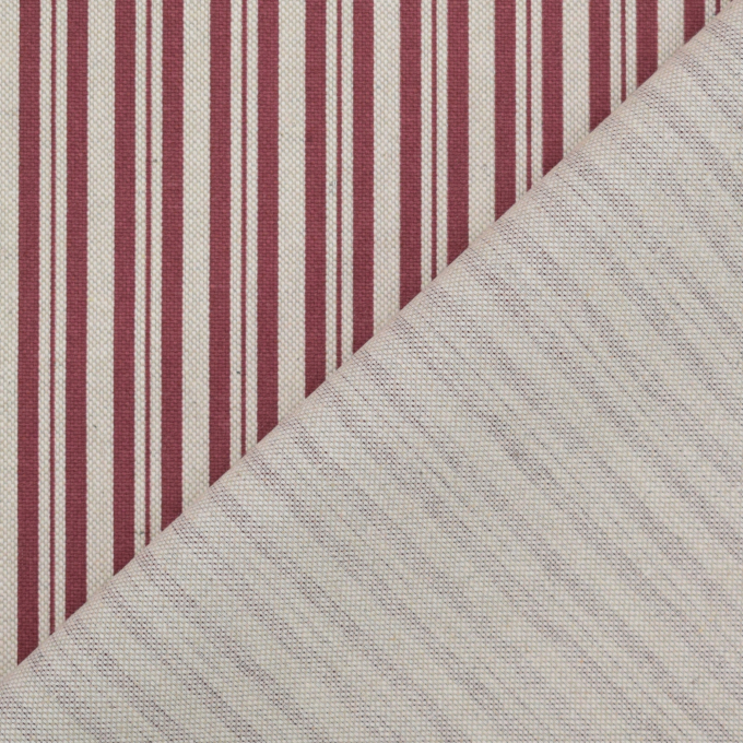 Tissu déco semi panama à rayures Stripe Scene, naturel - lie de vin