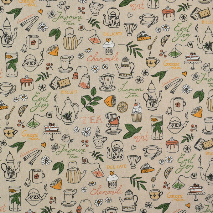 Tissu déco semi panama Tea Time, naturel