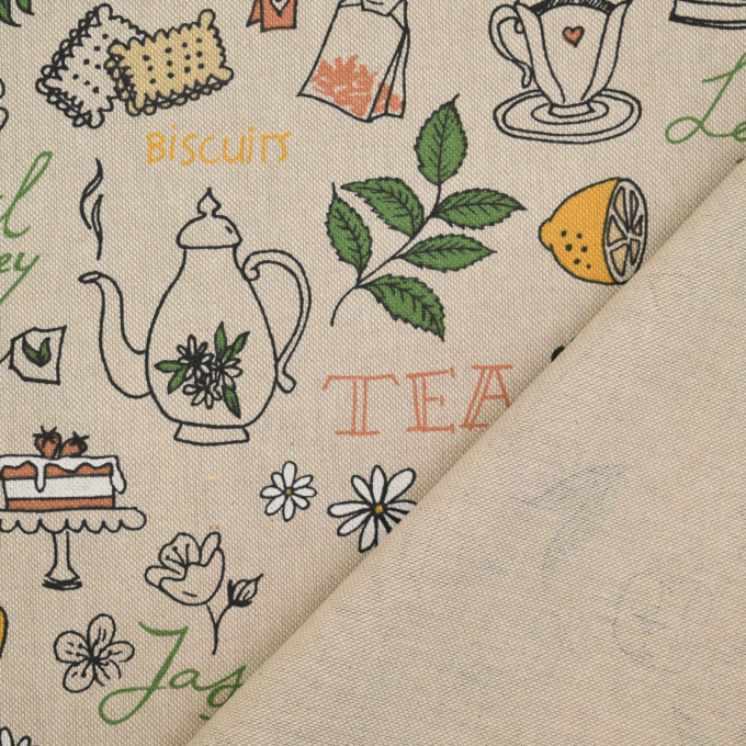 Tissu déco semi panama Tea Time, naturel