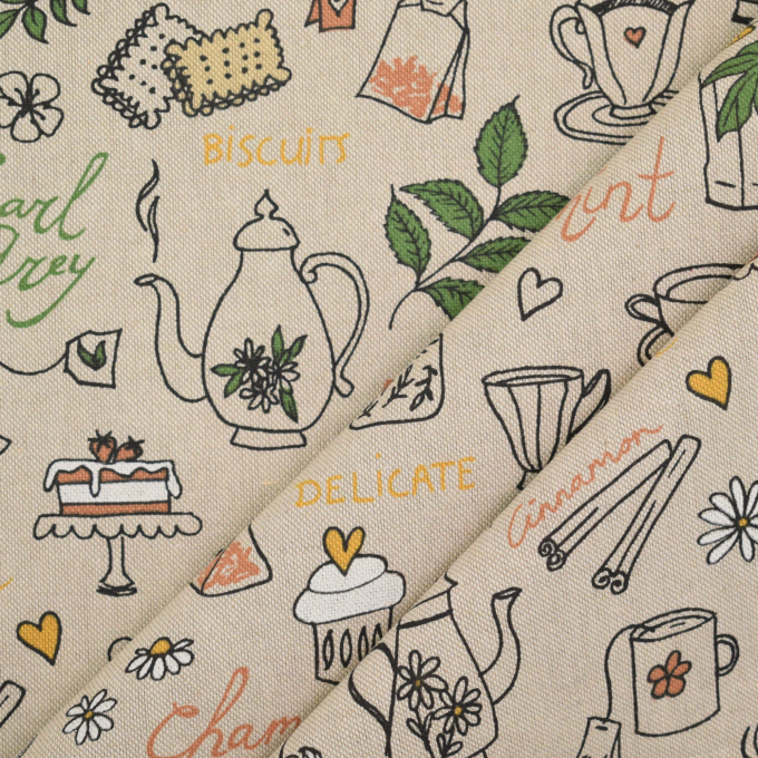 Tissu déco semi panama Tea Time, naturel