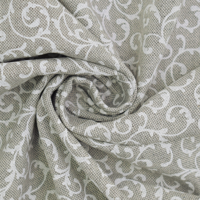 Tissu déco semi panama Ornements Tendrils, gris clair