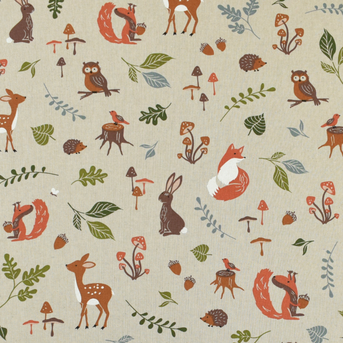 Decoratiestof half panama bosdieren