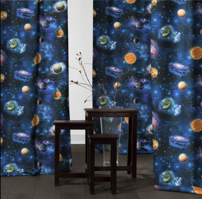 Decoratiestof half panama universe, donkerblauw