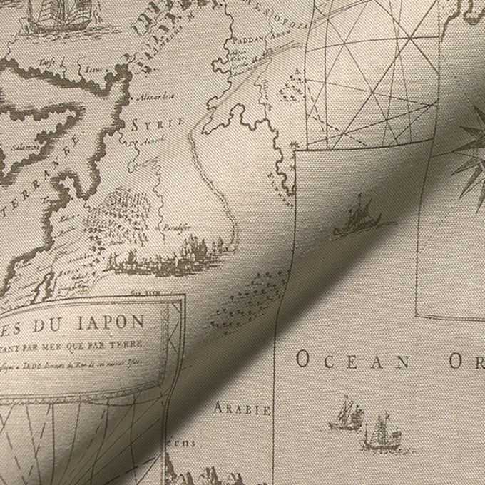Decoratiestof half panama vintage world map