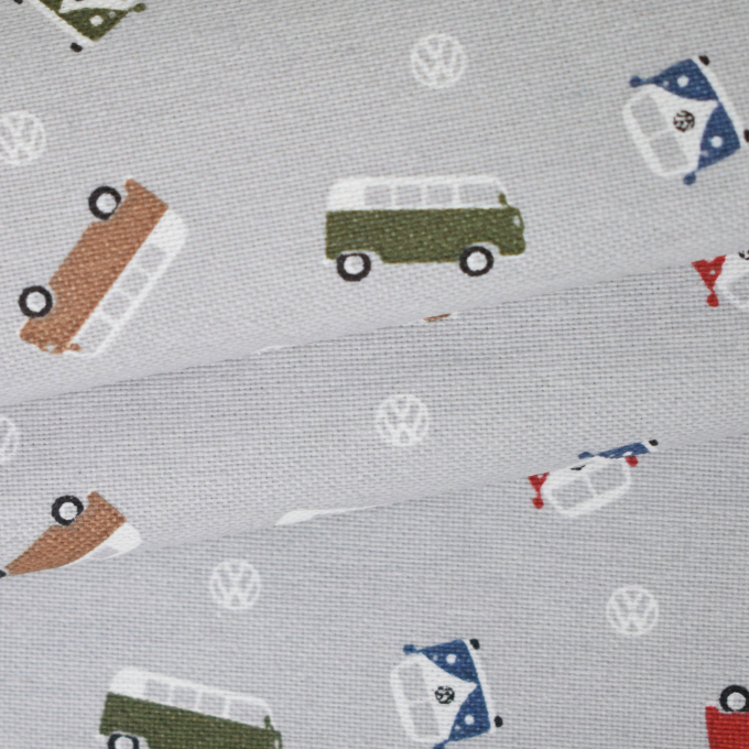 Decoratiestof half panama VW bus, grijs