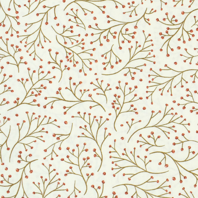 Decoratiestof half panama Christmas berries