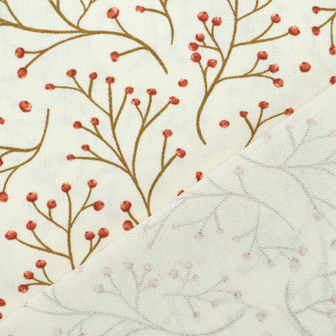 Decoratiestof half panama Christmas berries