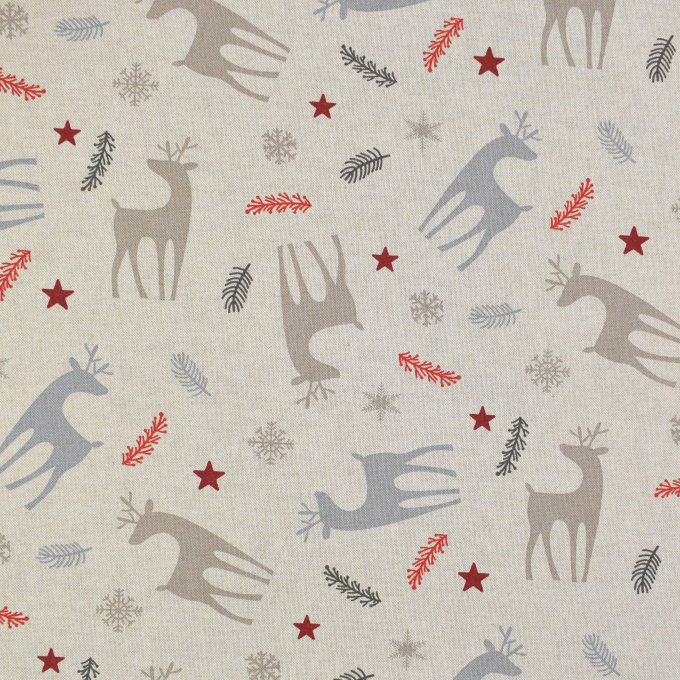 Decoratiestof half panama Kerst rendier