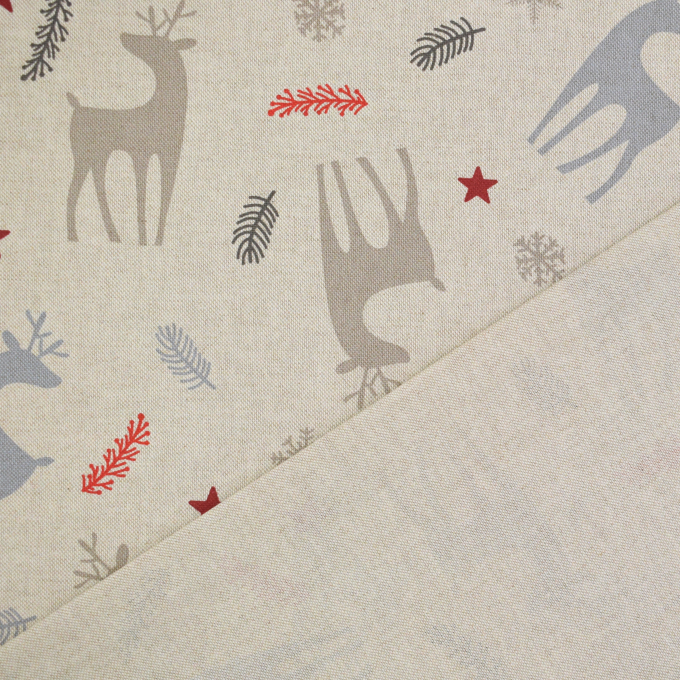 Decoratiestof half panama Kerst rendier