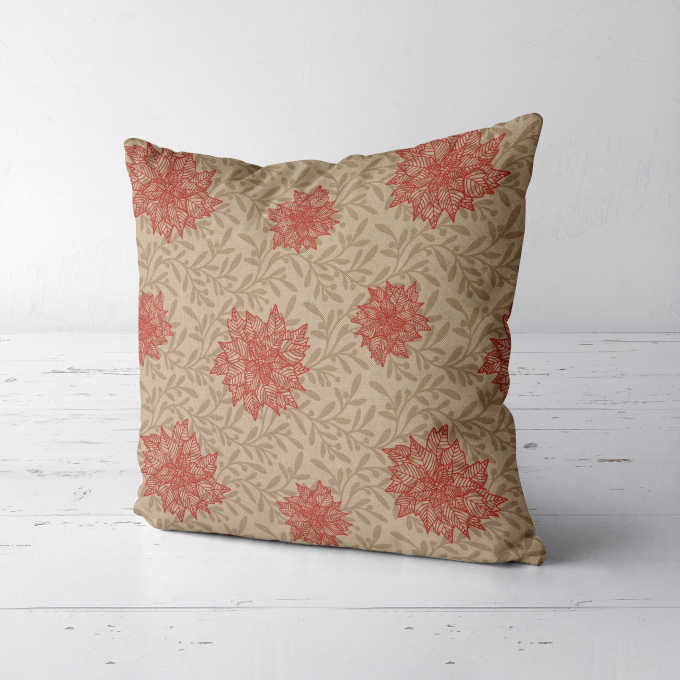 Decoratiestof half panama kerstster, beige