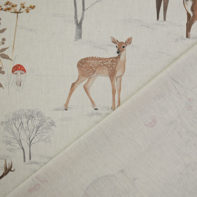 Dekostoff Halbpanama Winter Forest Animals