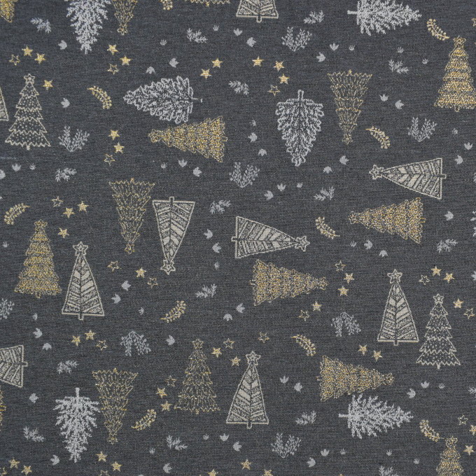 Decoratiestof Jacquard Christmas Tree, grijs