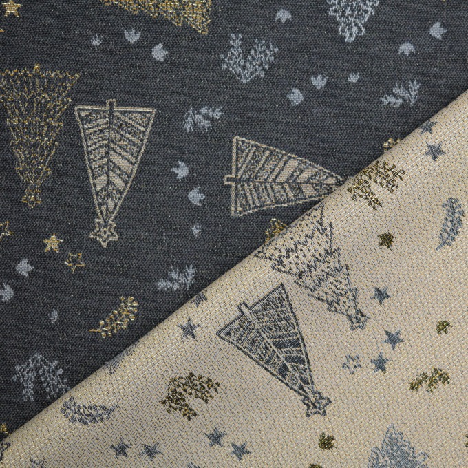 Decoratiestof Jacquard Christmas Tree, grijs