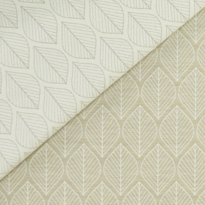 Decoratiestof Jacquard doubleface leaves, zandkleurig