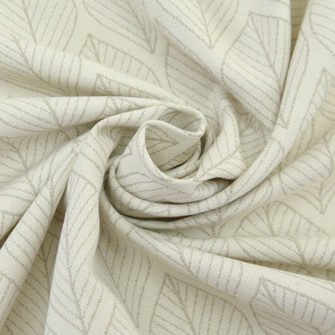 Decoratiestof Jacquard doubleface leaves, zandkleurig