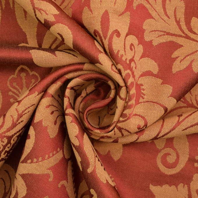 Decoratiestof Jacquard Trento, 280 cm, rood/goud