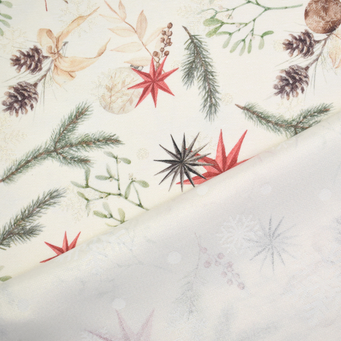 Tissu déco jacquard Temps d'hiver, crème