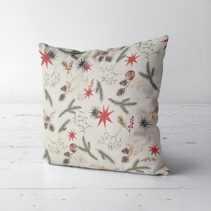 Tissu déco jacquard Temps d'hiver, crème