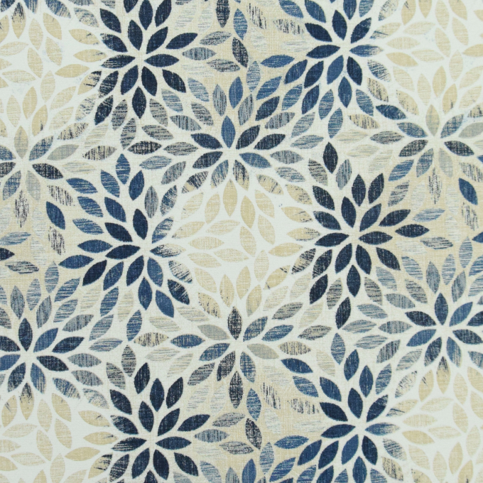 Decoratiestof Ottoman Blad mandala, blauw