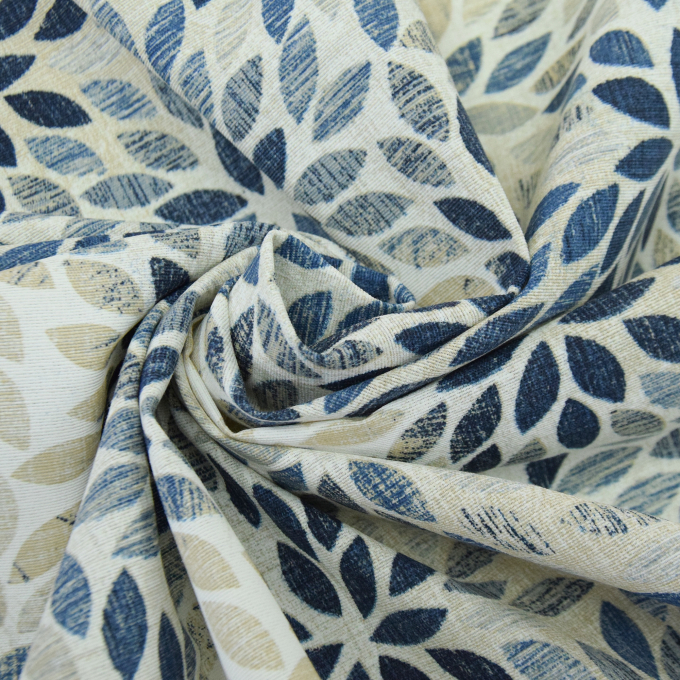 Decoratiestof Ottoman Blad mandala, blauw