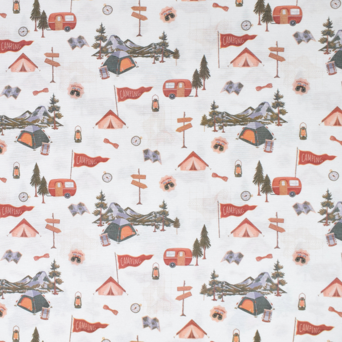 Decoratiestof Ottoman camping, gebroken wit