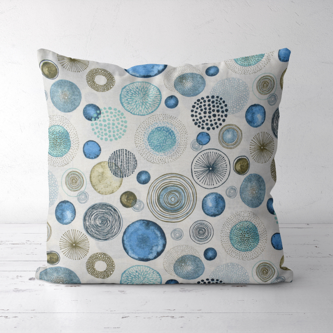 Decoratiestof Ottoman Circle Style, blauw