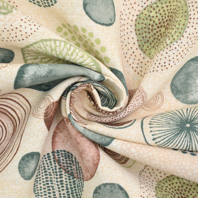 Tissu déco ottoman Cercles géométriques Circles, beige