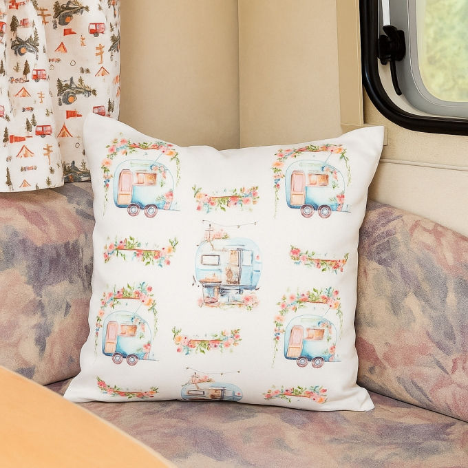 Decoratiestof Ottoman Flower Camper, wit