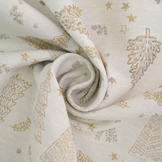Decoratiestof Ottoman Golden X-Mas, naturel