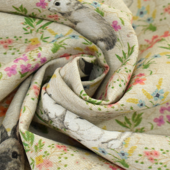 Decoratiestof Ottoman rabbits, beige
