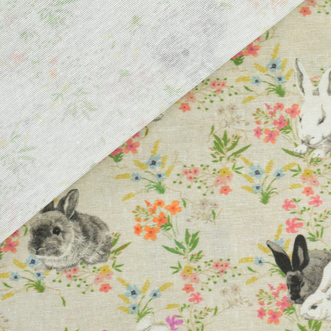 Decoratiestof Ottoman rabbits, beige