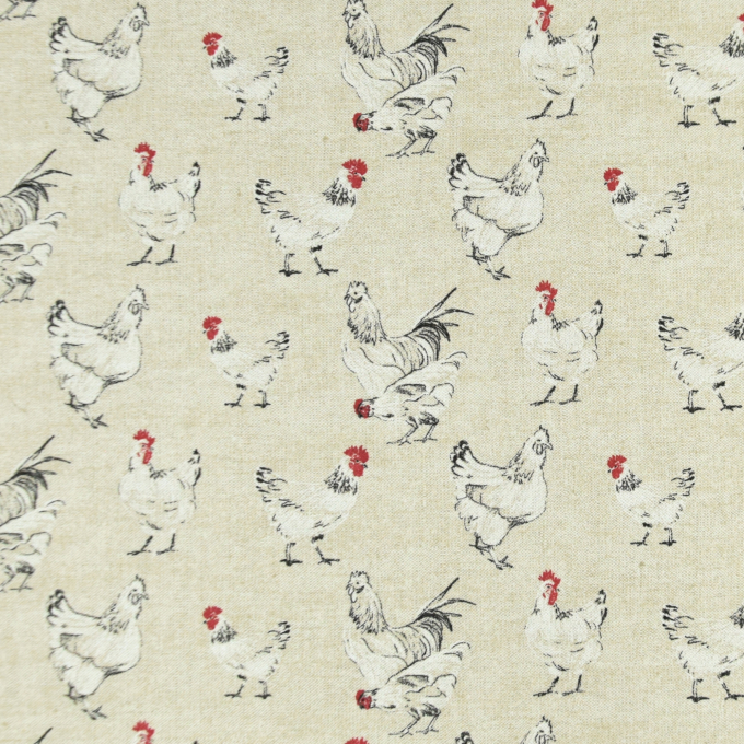 Dekostoff Ottoman Hühner, hellbeige