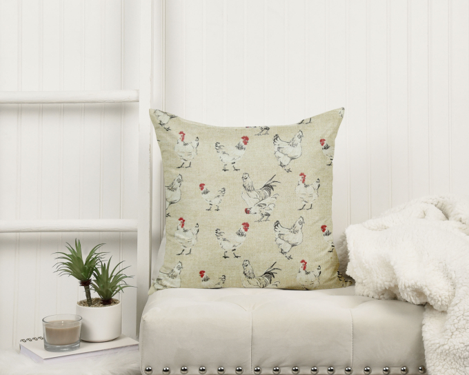 Dekostoff Ottoman Hühner, hellbeige
