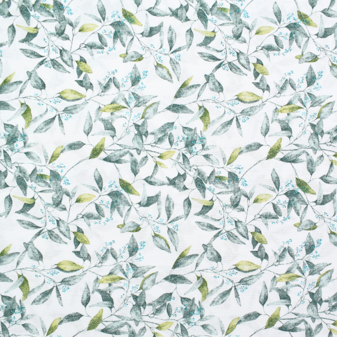 Decoration fabric Ottoman Leaves, white