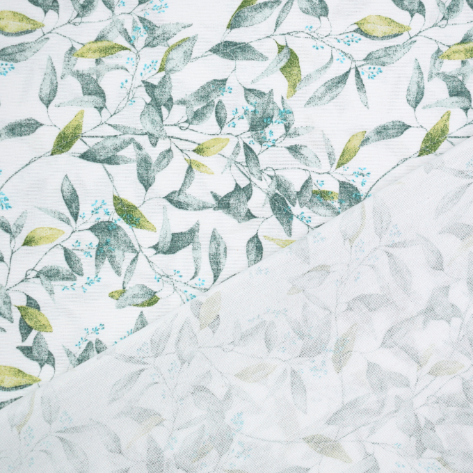 Decoration fabric Ottoman Leaves, white