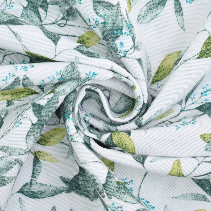 Decoration fabric Ottoman Leaves, white