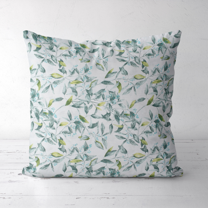 Decoration fabric Ottoman Leaves, white