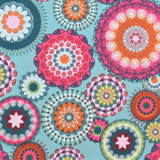 Decoratiestof Ottoman mandala, turquoise