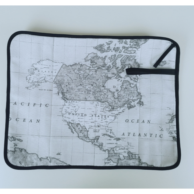 Tissu déco Ottoman Map of the World, gris