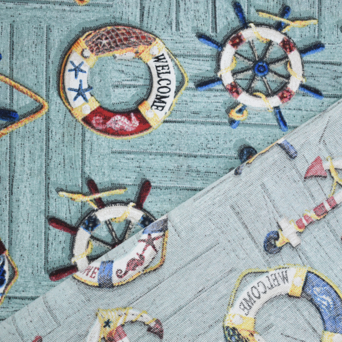Decoratiestof Ottoman Maritime Signs, mintgroen