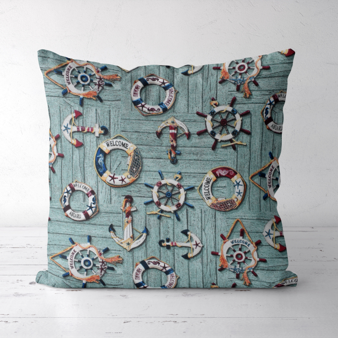 Decoratiestof Ottoman Maritime Signs, mintgroen