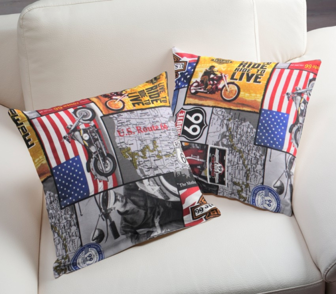 Decoratiestof Ottoman met Route 66-motieven