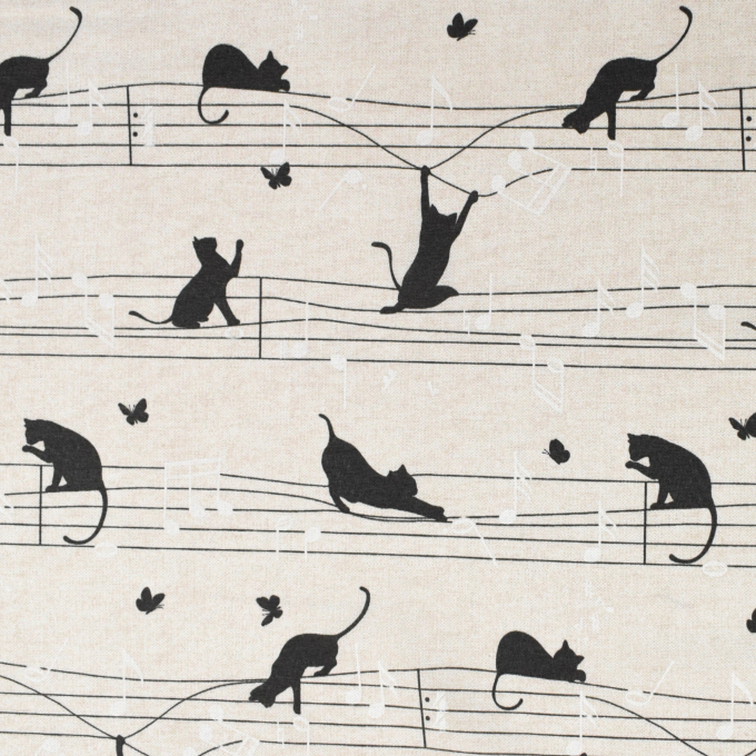 Decoratiestof Ottoman Music Cats, beige