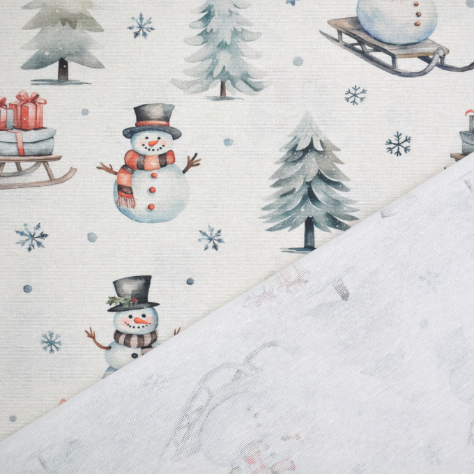 Dekostoff Ottoman Schneemann, beige