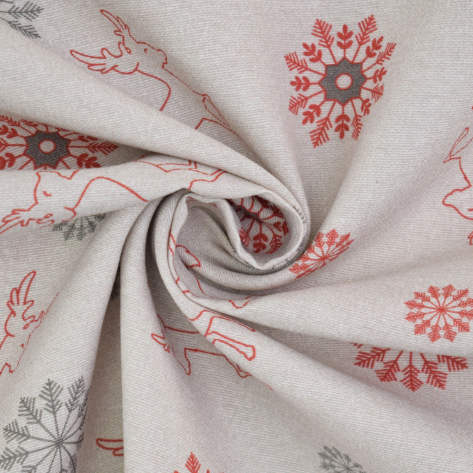 Dekostoff Ottoman Winter Reindeer, beige