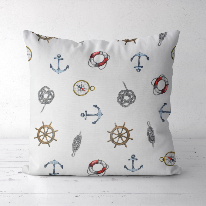 Tissu déco panama Maritime bord de mer chic, blanc cassé