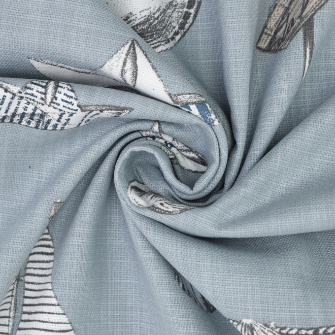 Tissu déco panama Maritime voilier bord de mer chic, gris bleu