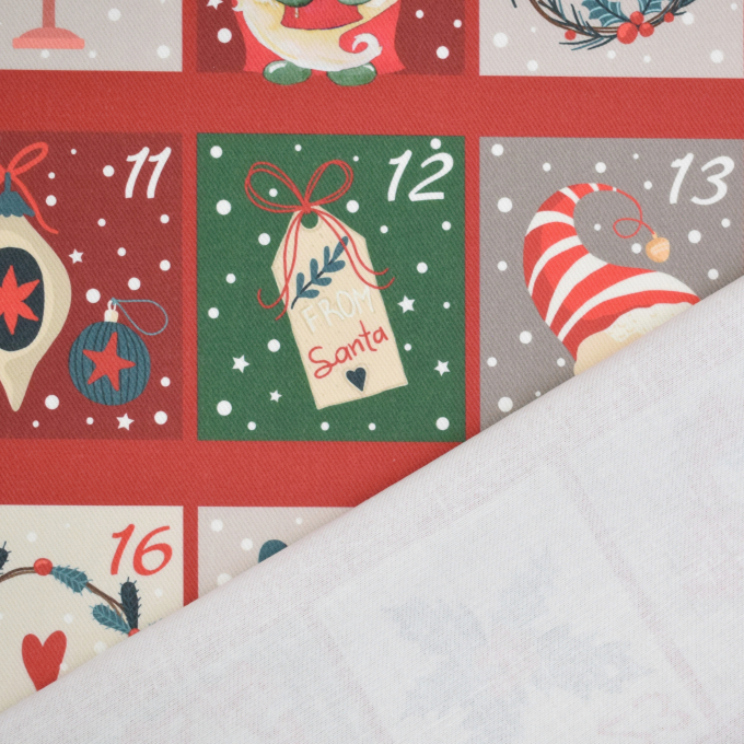 Tissu déco coton sergé panneau Christmas Time, 160x70cm