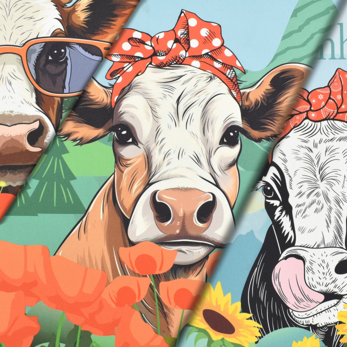 Dekostoff Panel Serge Funny Cow, 160 x 70 cm